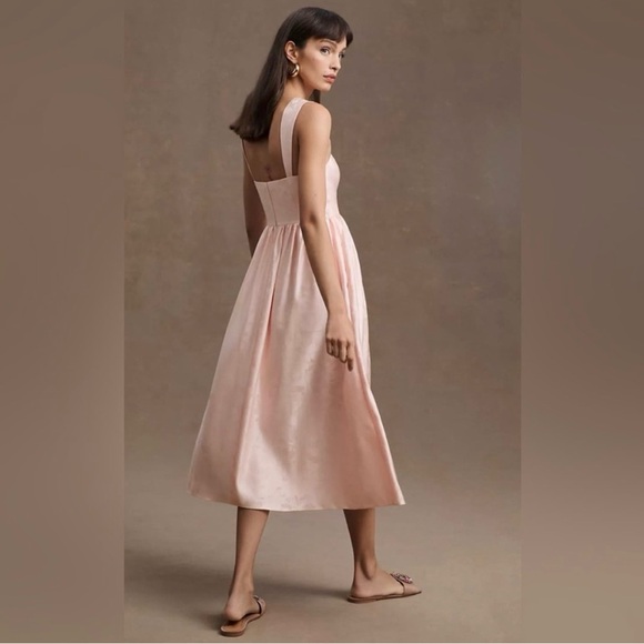 BHLDN Satin Midi Dress, Aletta/Blaine Square-neck Anthropologie 4 - Picture 2 of 16
